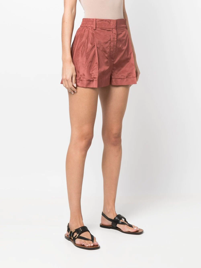 Shop Valentino Pressed-crease Tailored Shorts In Rot