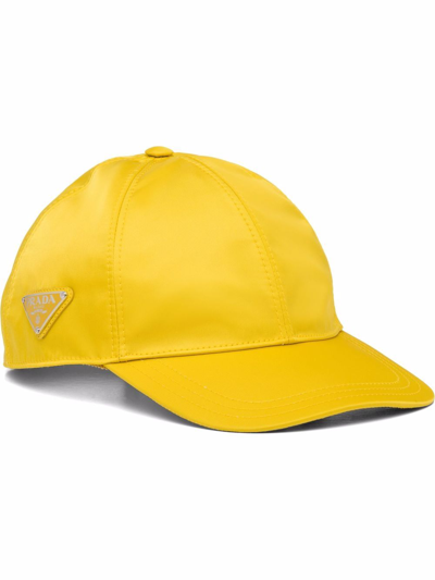 Shop Prada Re-nylon Baseball Cap In Yellow