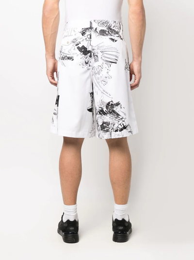 Shop Comme Des Garçons Shirt X Christian Marclay Wide-leg Shorts In Weiss