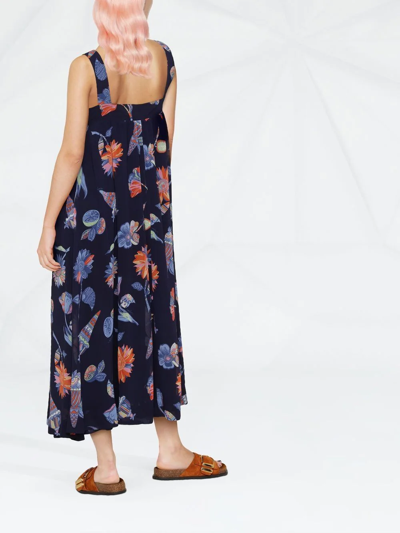 Shop See By Chloé Embroidered Flared Midi Dress In Blau