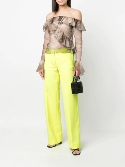 Shop Blumarine High-rise Straight-leg Trousers In Gelb