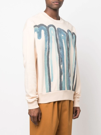 Shop Marni Stripe-print Sweatshirt In Nude