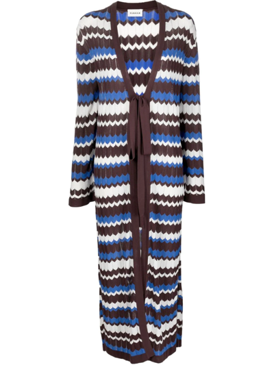 Shop P.a.r.o.s.h Zig-zag Patterned Knit Cardigan In Blue