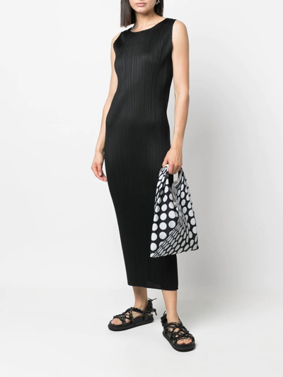 Shop Issey Miyake Micro-pleated Midi Dress In Schwarz