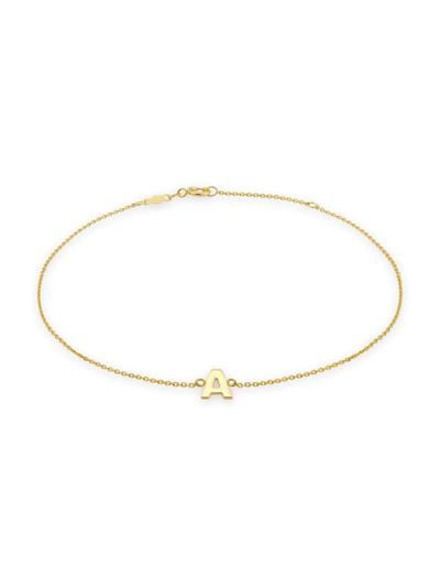 Shop Saks Fifth Avenue Women's 14k Yellow Gold Initial A Anklet