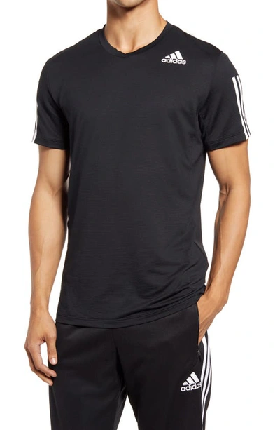 Shop Adidas Originals Aero 3-stripe Stretch T-shirt In Black
