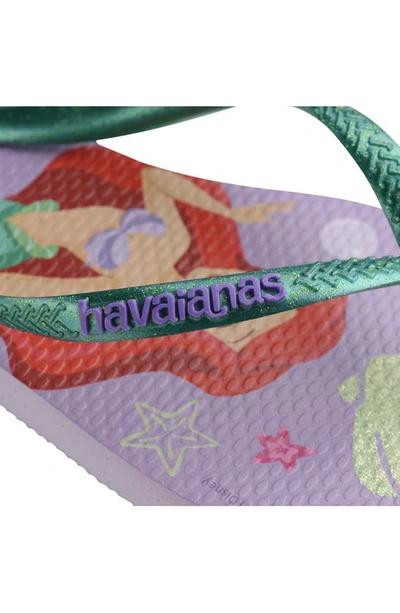 Shop Havaianas Disney Princess Flip Flop In Calm Lilac/ Metallic Green