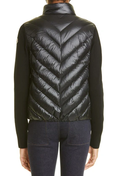 Moncler Knit And Boudin-quilt Combo Cardigan In Black | ModeSens