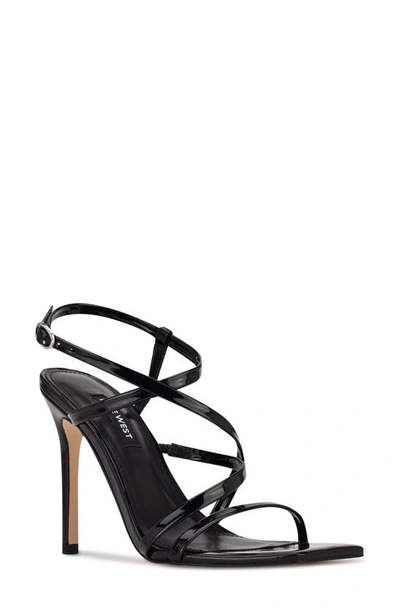 Shop Nine West Tila Strappy Sandal In Black Patent