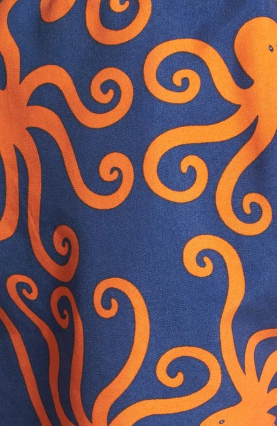 Shop Tom & Teddy 'octopus Pattern' Swim Trunks In Blue/ Orange