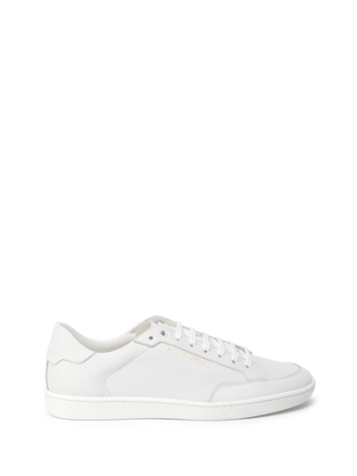 Shop Saint Laurent `court Classic Sl/10` Sneakers Perforated And Smooth Lea In Bianco