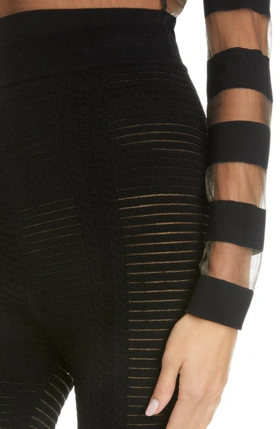 Balmain High-waisted Rib-knit Leggings In 0pa Noir