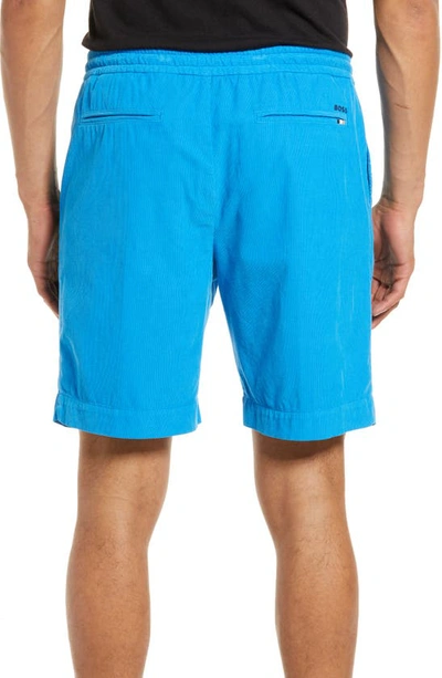 Shop Hugo Boss Banks Slim Fit Corduroy Drawstring Shorts In Bright Blue