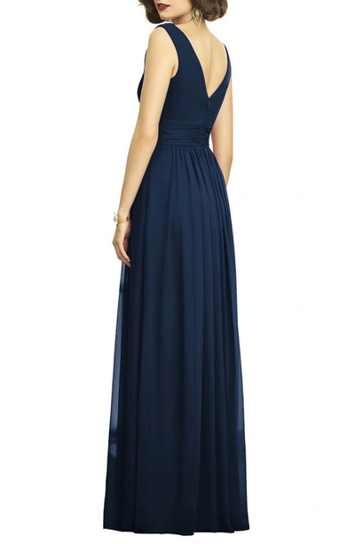 Shop Dessy Collection Surplice Ruched Chiffon Gown In Midnight