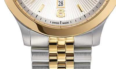 Shop Ferragamo Duo Moon Phase Bracelet Watch, 40mm X 8.5mm In Yellow Gold/ Steel