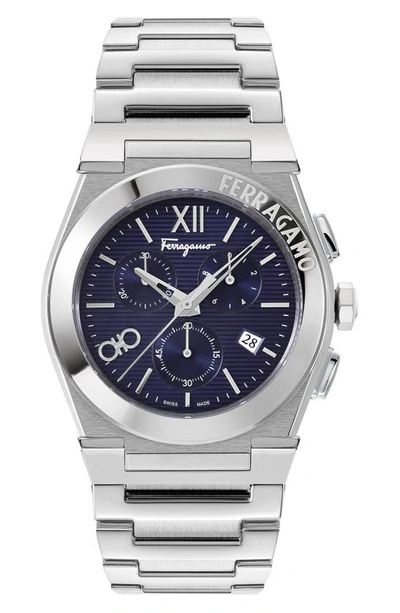 Shop Ferragamo Vega Chrono Bracelet Watch, 42mm In Stainless Steel