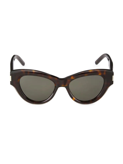 Shop Saint Laurent Women's 51mm Cat Eye Sunglasses In Havana