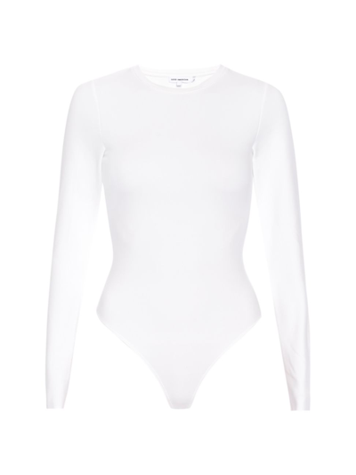 Shop Good American Women's Scuba Long-sleeve Bodysuit In White