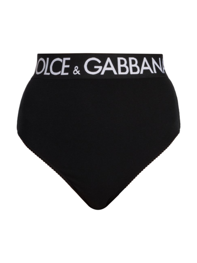 Shop Dolce & Gabbana Women's High-waist Logo Panty In Black