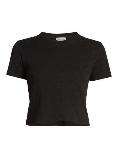 Shop Saint Laurent Cropped Slim T-shirt In Noir
