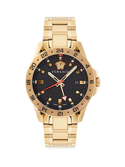 Shop Versace Men's Sport Tech Gmt Goldtone Bracelet Watch In Yellow Gold