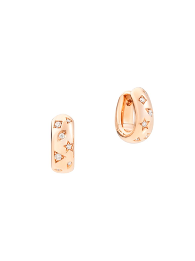 Shop Pomellato Women's Iconica 18k Rose Gold & Diamond Engraved Hoop Earrings