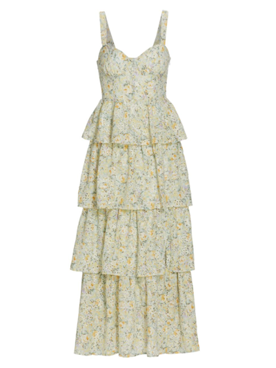 Shop Astr Women's Midsummer Floral Tiered Maxi Dress In Light Mint Multi Floral