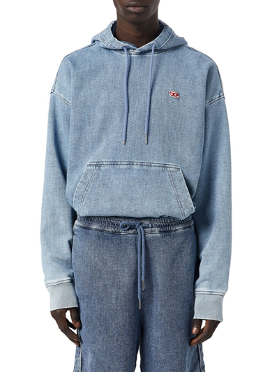 Shop Diesel Men's Cotton-blend Hoodie Sweatshirt In Denim