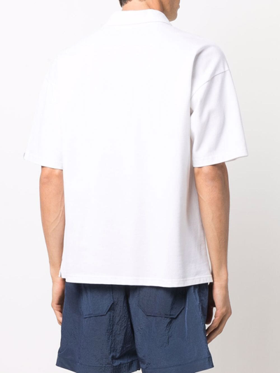 Shop Mackintosh Cutaway Collar Short-sleeve Polo Shirt In White