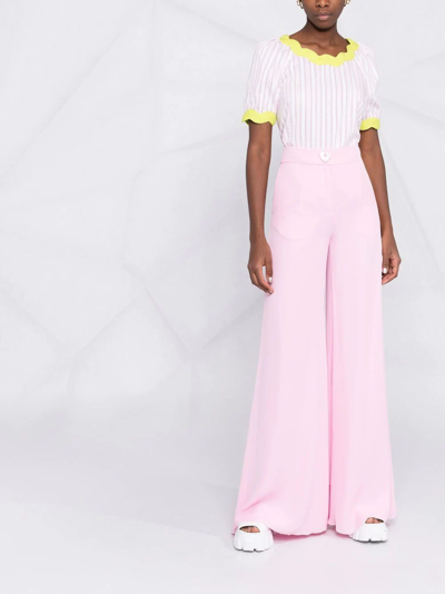 Shop Moschino High-waisted Flared Trousers In Pink