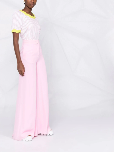 Shop Moschino High-waisted Flared Trousers In Pink