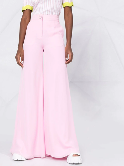 Shop Moschino High-waisted Flared Trousers In Pink
