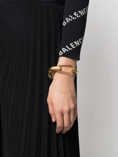 Shop Balenciaga Clip Cut Out-detail Bracelet In Gold