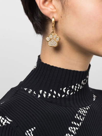 Shop Balenciaga Crystal-embellished Puppy Earrings In Gold