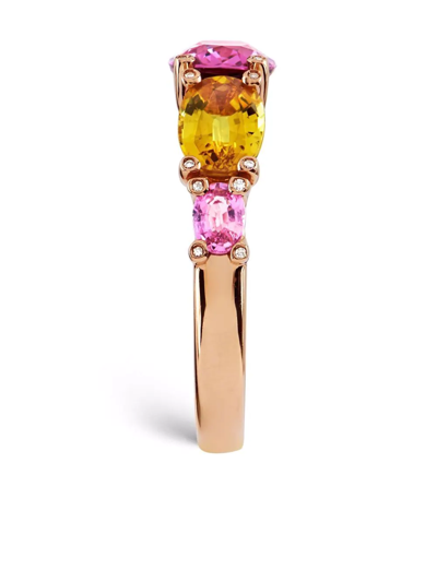 Shop Pragnell 18kt Rose Gold Rainbow Fancy Sapphire Ring In Pink