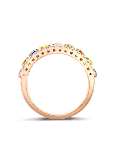 Shop Pragnell 18kt Rose Gold Rainbow Sapphire And Diamond Ring In Pink