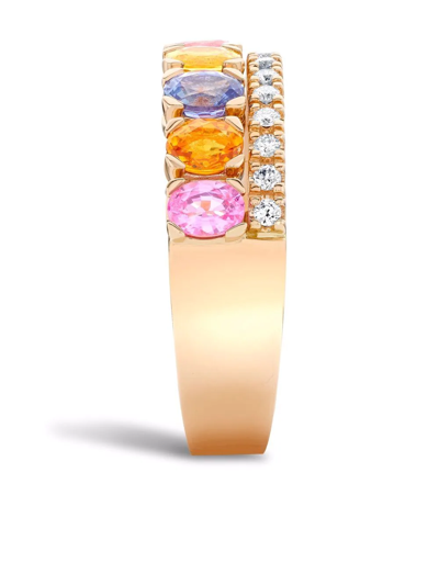 Shop Pragnell 18kt Rose Gold Rainbow Sapphire And Diamond Ring In Pink