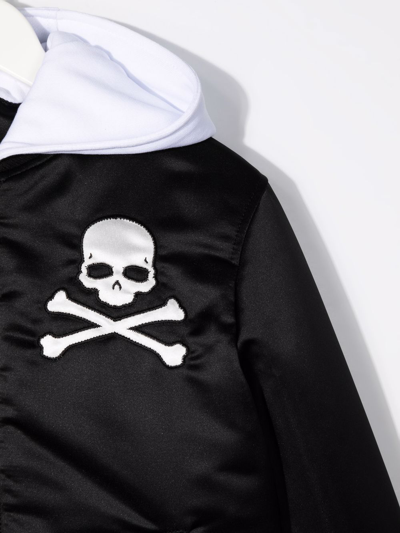 Shop Philipp Plein Hooded Skull Bomber Jacket In Black