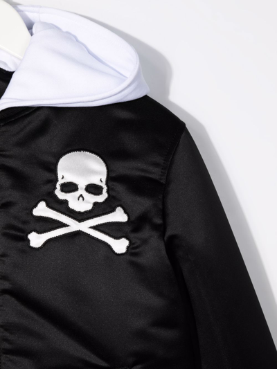 Philipp Plein Hooded Skull Bomber Jacket In Black