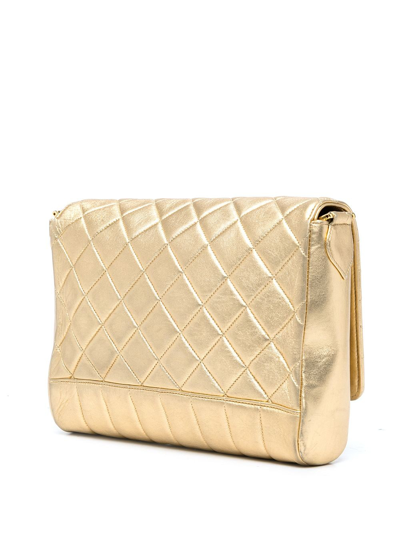 Pre-owned Chanel 1989-1991 Quilted Shoulder Bag In Gold