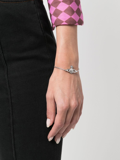 Shop Vivienne Westwood Mini Bas Relief Bracelet In Silver