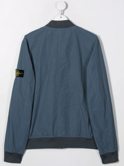 Shop Stone Island Junior Logo-patch Detail Bomber Jacket In Blue