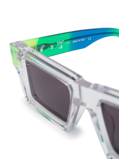 Shop Off-white Nassau Transparent Rectangle-frame Sunglasses In White
