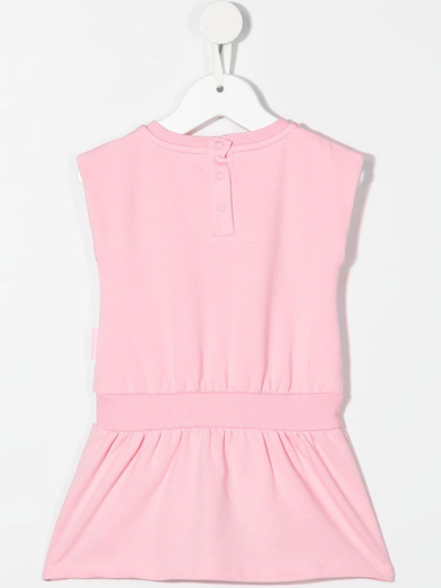 Shop Moncler Logo-print Drop-waist Dress In Pink
