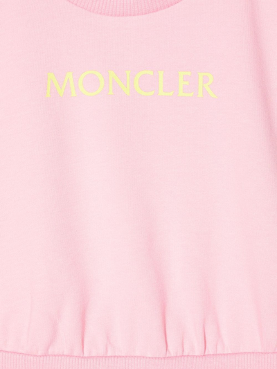 Shop Moncler Logo-print Drop-waist Dress In Pink