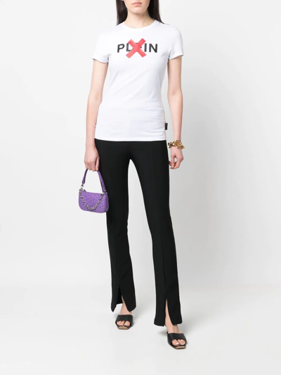 Shop Philipp Plein Logo-print Cotton T-shirt In White