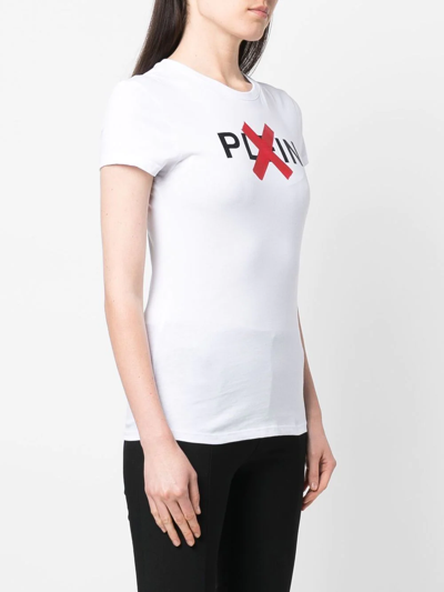 Shop Philipp Plein Logo-print Cotton T-shirt In White