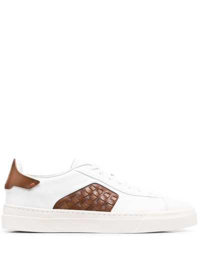 Shop Santoni Panelled Low-top Sneakers In White