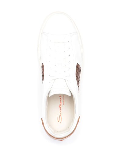 Shop Santoni Panelled Low-top Sneakers In White