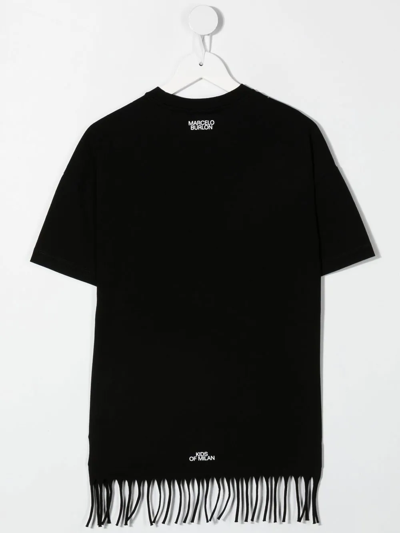 Marcelo Burlon County Of Milan Necklace-print Fringed Dress In Black